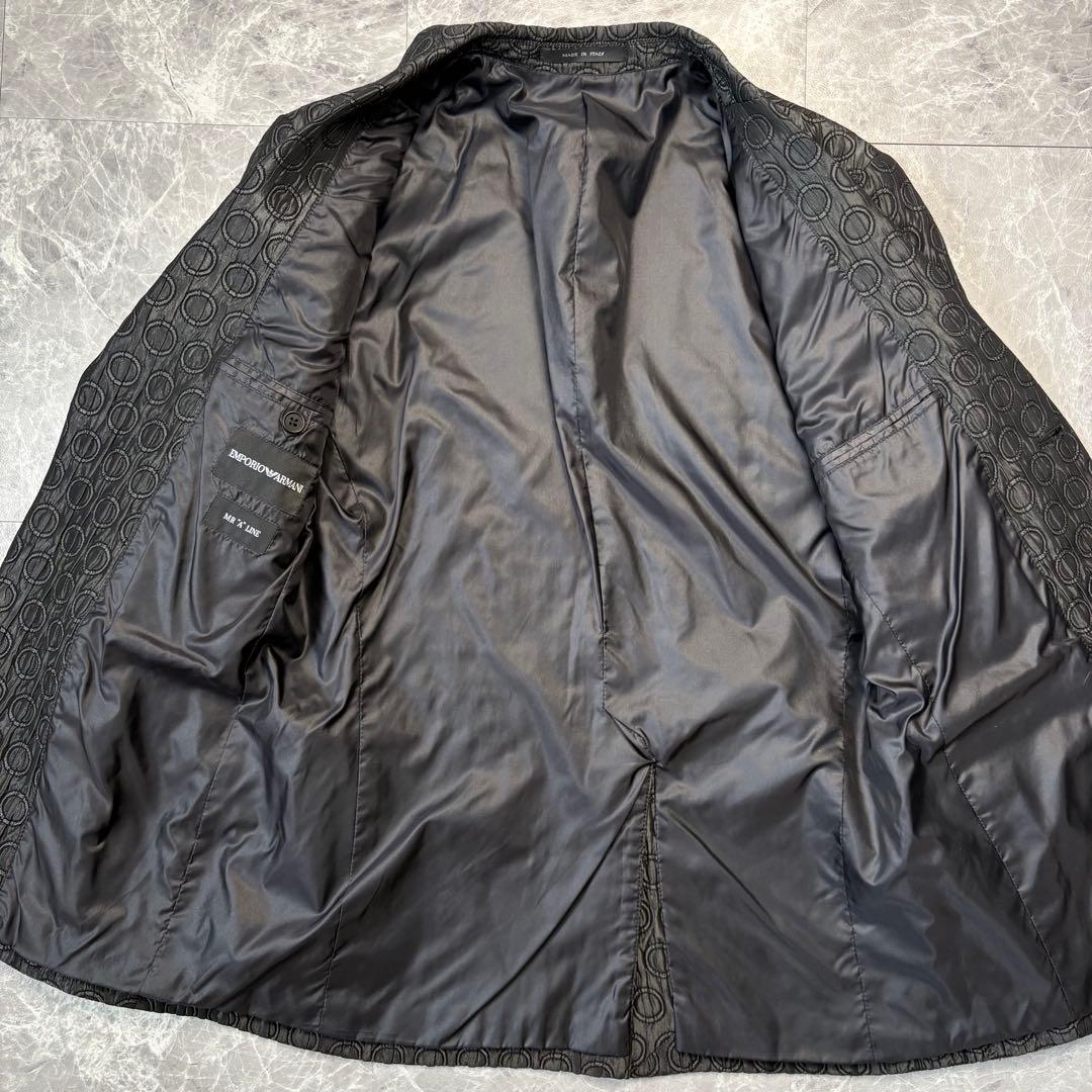 極美品　アルマーニ　テーラードジャケット　総柄　ブラック　アンコン　48 L