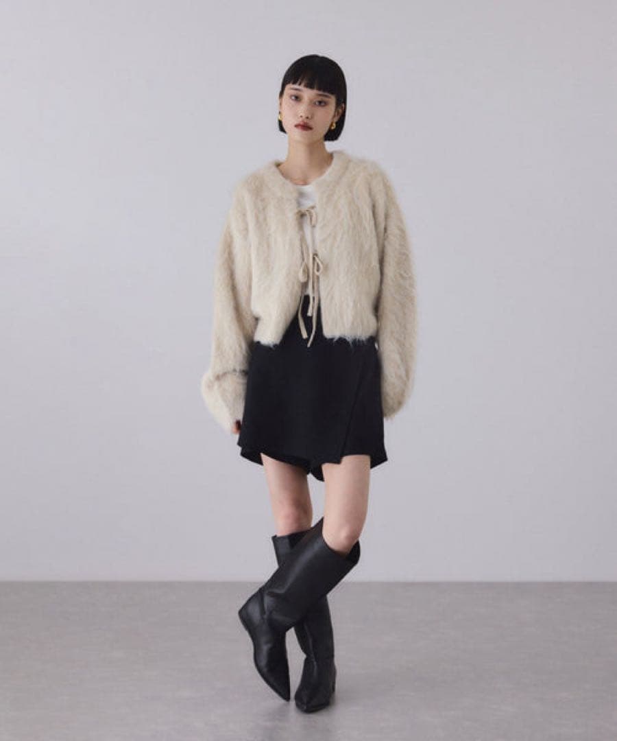 【美品】アダムエロペ アルパカフラッフィーカーディガン ベージュ F