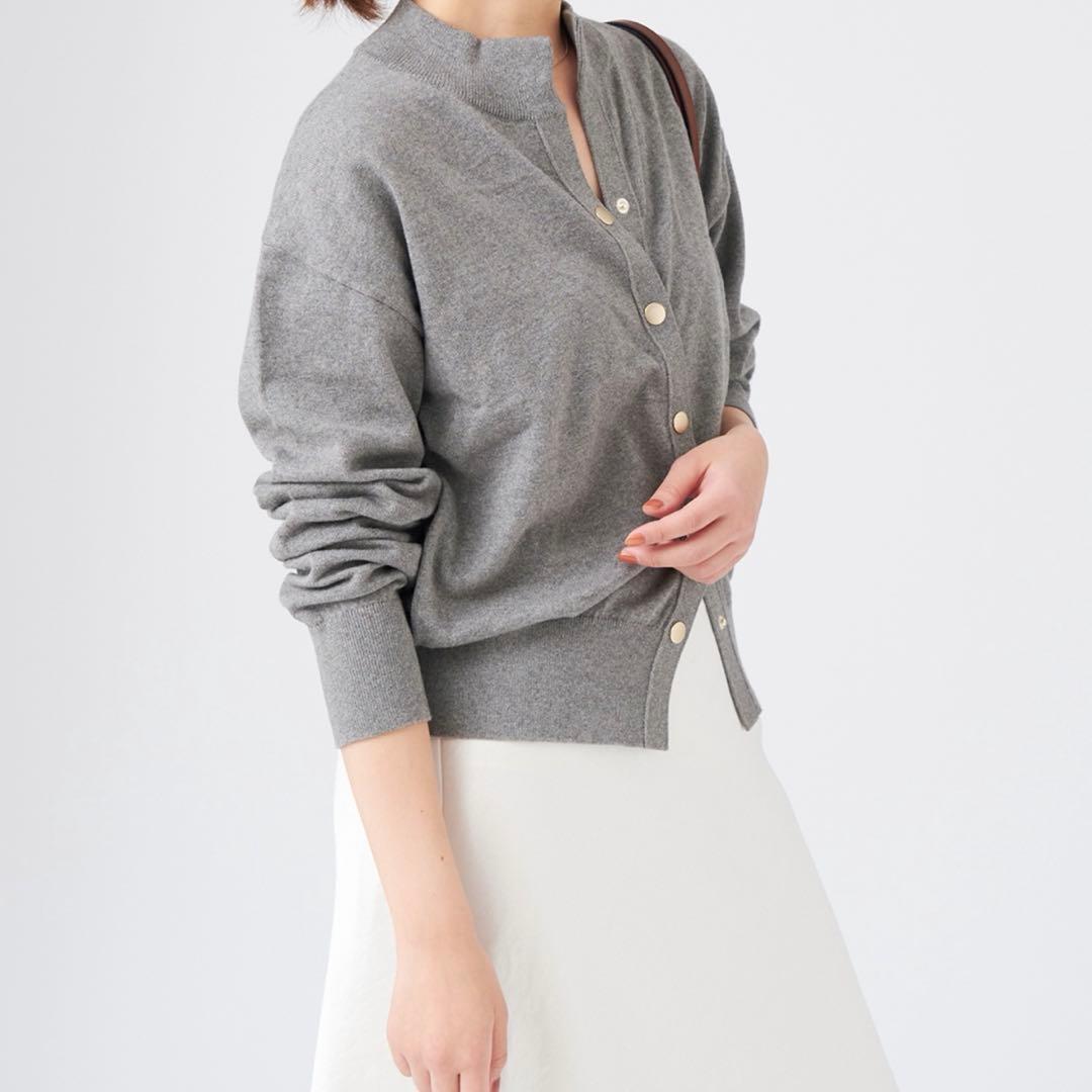 【極美品】イエナ金ボタンベーシックカーディガン IENA カシミア混 グレー