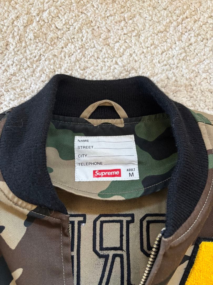 ジャケット・アウター supreme Varsity Camo Letterman Jacket