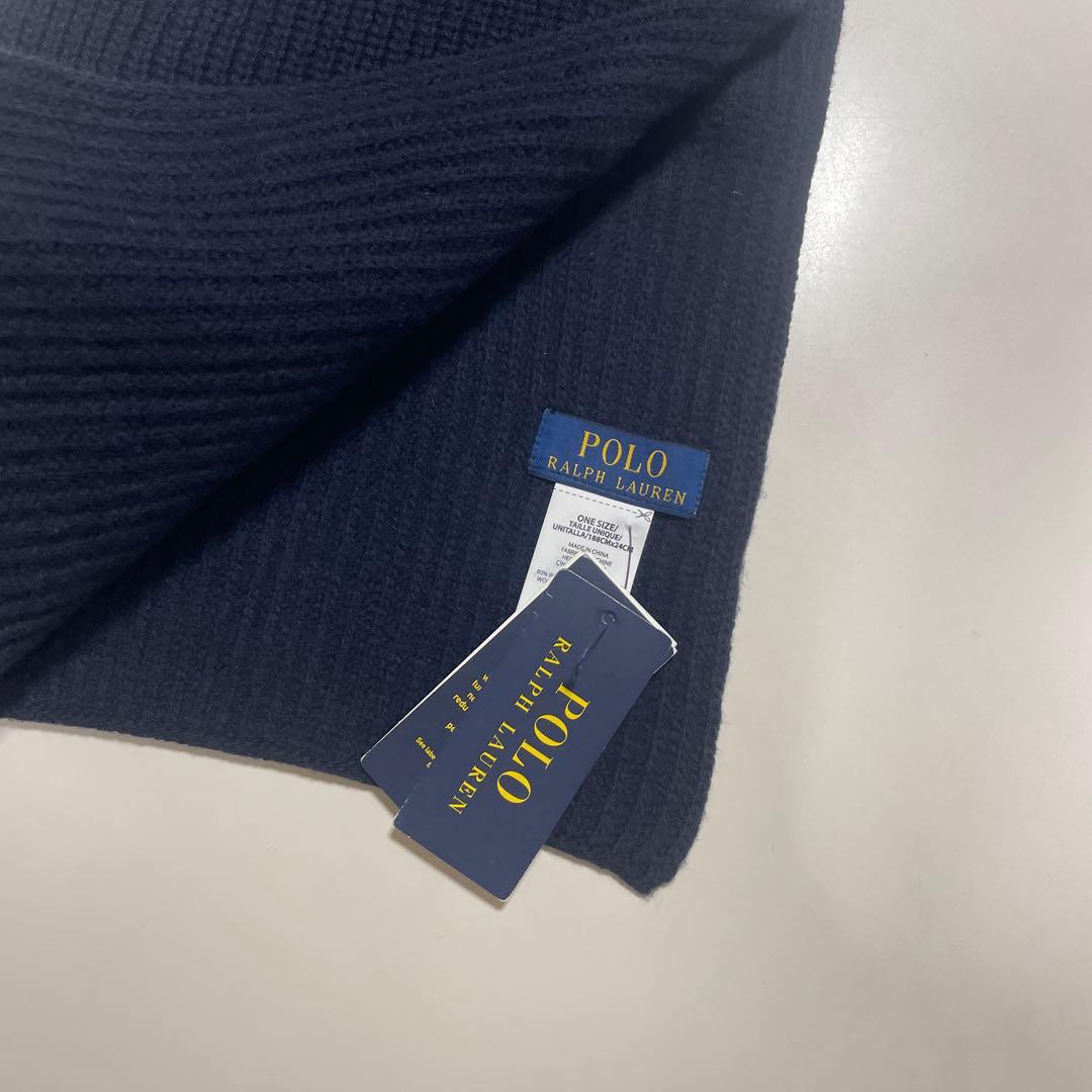 新品タグ付き ポロラルフローレン マフラー RALPHLAUREN ネイビー