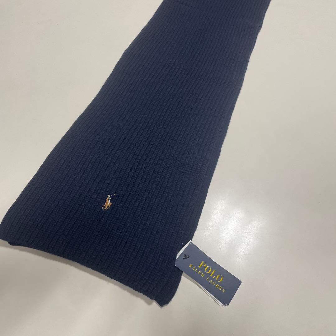 新品タグ付き ポロラルフローレン マフラー RALPHLAUREN ネイビー