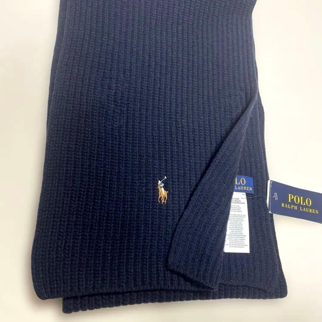 新品タグ付き ポロラルフローレン マフラー RALPHLAUREN ネイビー