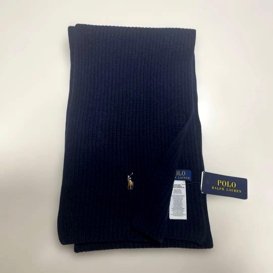新品タグ付き ポロラルフローレン マフラー RALPHLAUREN ネイビー