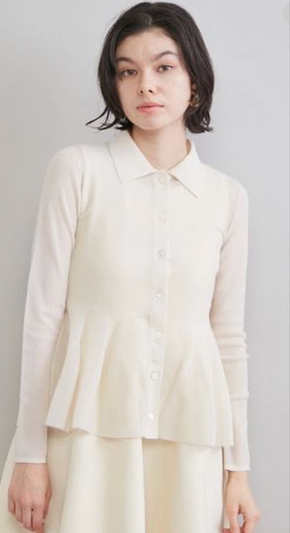mila owen アンサンブルぺプラムシアーポロニットカーディガン