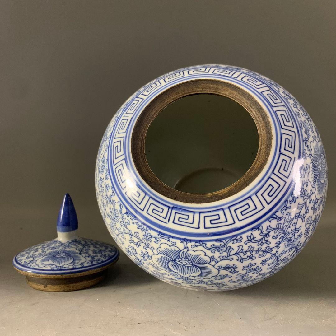 中国美術 青花双喜字西瓜壇 景徳鎮陶磁器 装飾品 置物