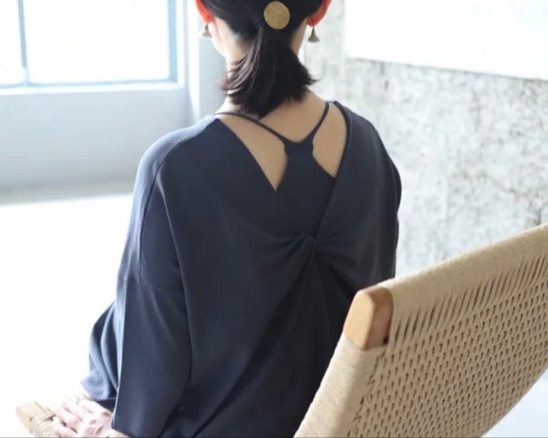 新品evam eva vie エヴァムエヴァ/ハイツイストコットンキャミソール黒