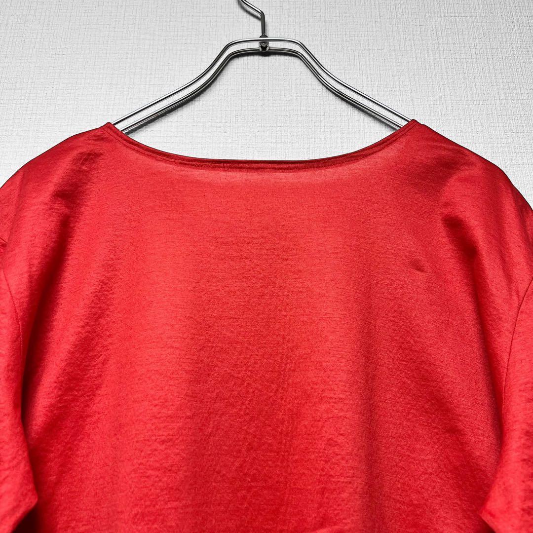 HERMES ヴィンテージ 楽器刺繍カットソー 半袖Tシャツ トップス 赤