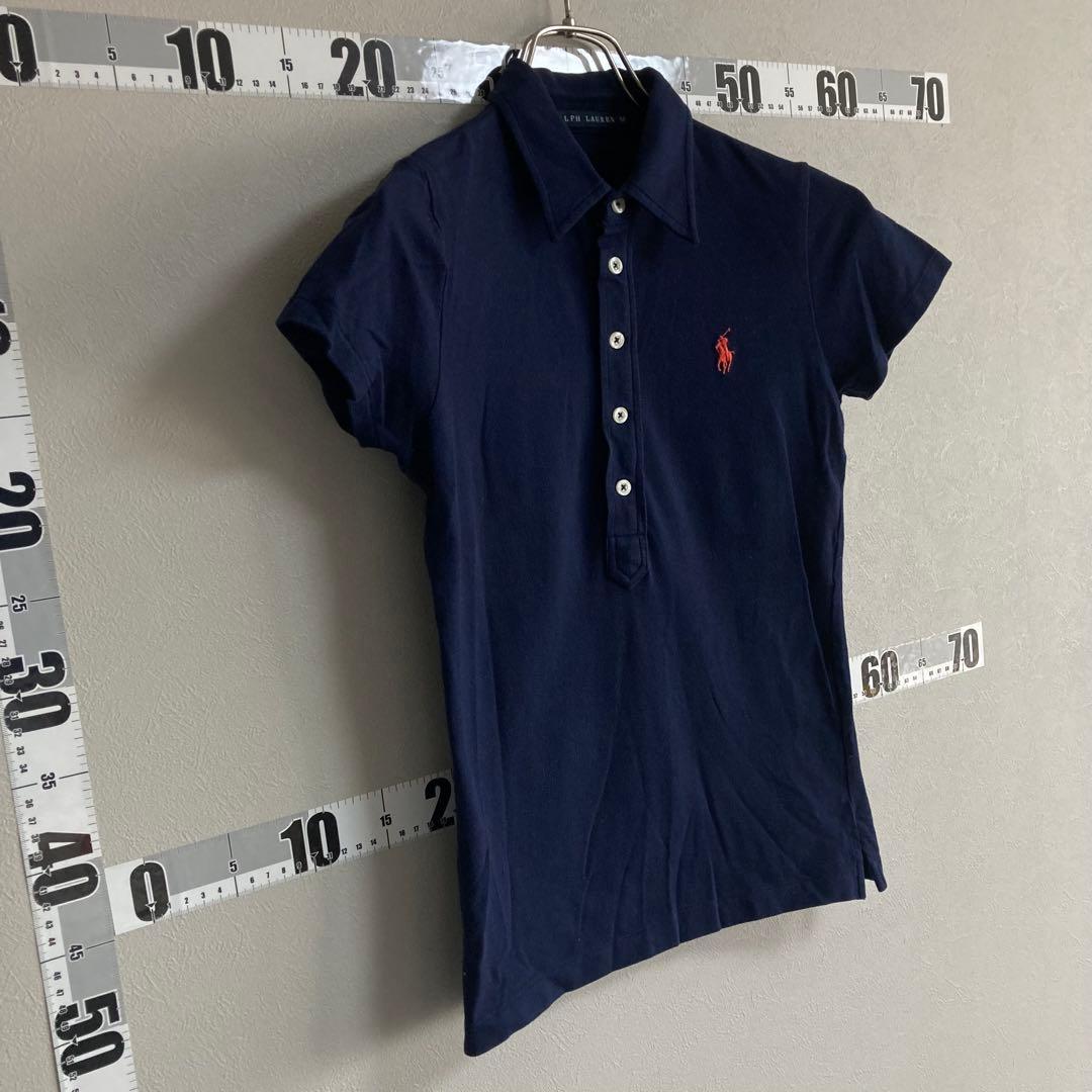 ポロラルフローレン RALPH LAUREN ポロシャツ ５つボタン 紺色 M
