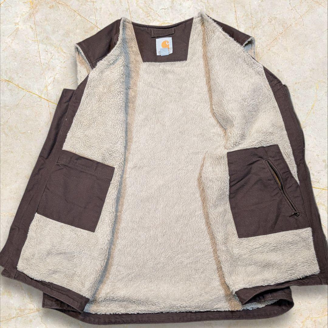 Carhartt B4394 シェルパベスト XL ダークブラウン ボア 古着