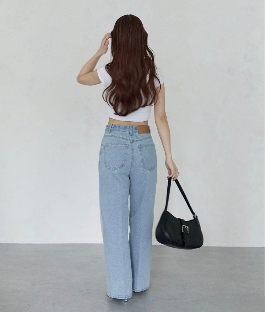 【Thevon】【Yuna企画】ハイウエストストレートデニムパンツ