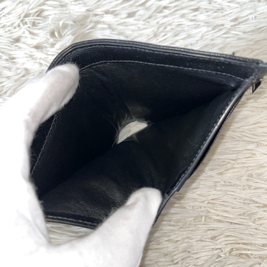 未使用級✨　サンローラン　二つ折り財布　YSL　キャビアスキン　ブラック