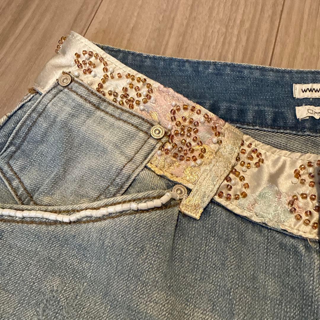 パンツ SCULPTOR Beaded Waist Denim Pants