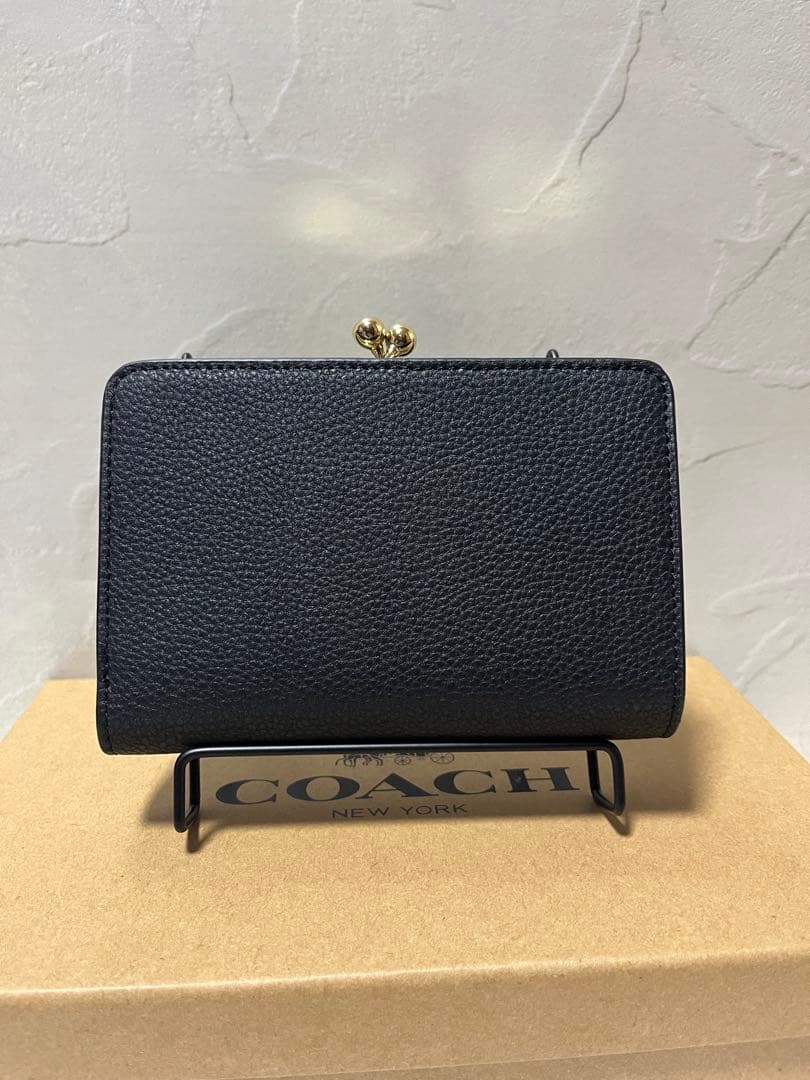 ✨️新品未使用✨️COACH ブラック 二つ折り財布 がま口