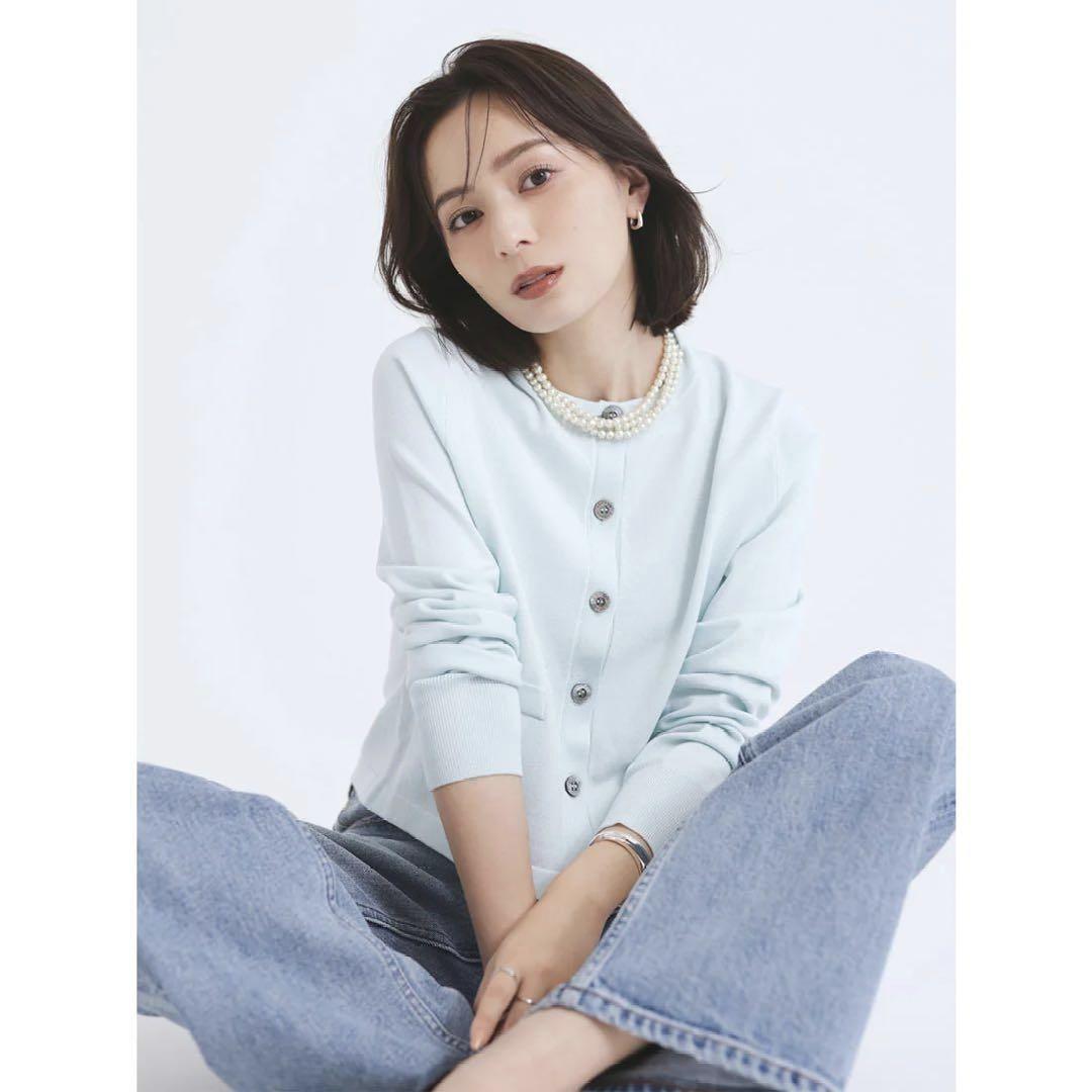 anuans ベーシッククルーネックカーディガン ミント 中村麻美