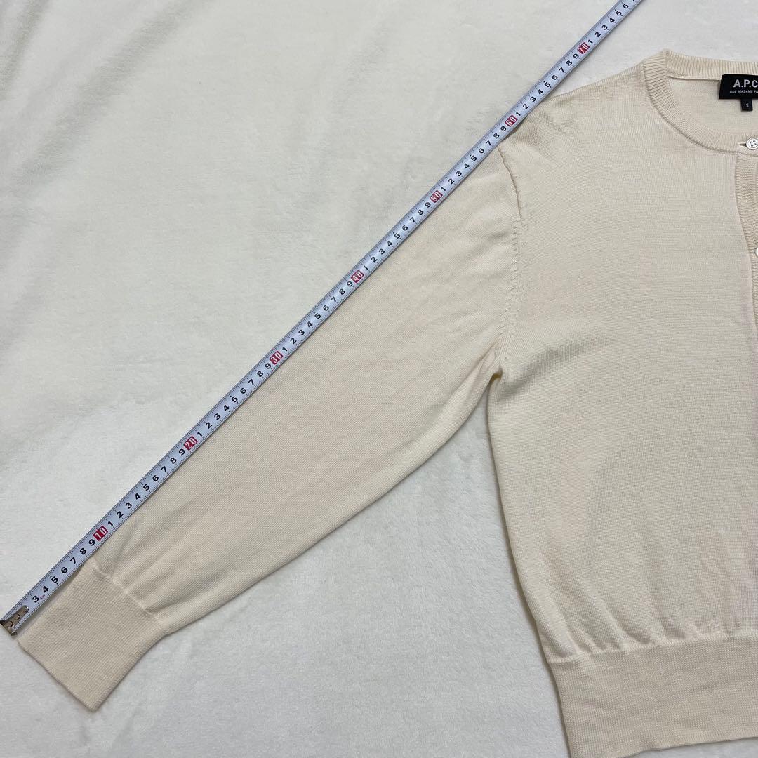 極美品 A.P.C. ウール100％ ロゴ ニットカーディガン アーペーセー