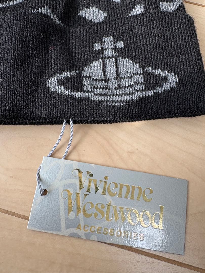 【新品タグ付き】Vivienne Westwood ニット帽 ブラック/グレー