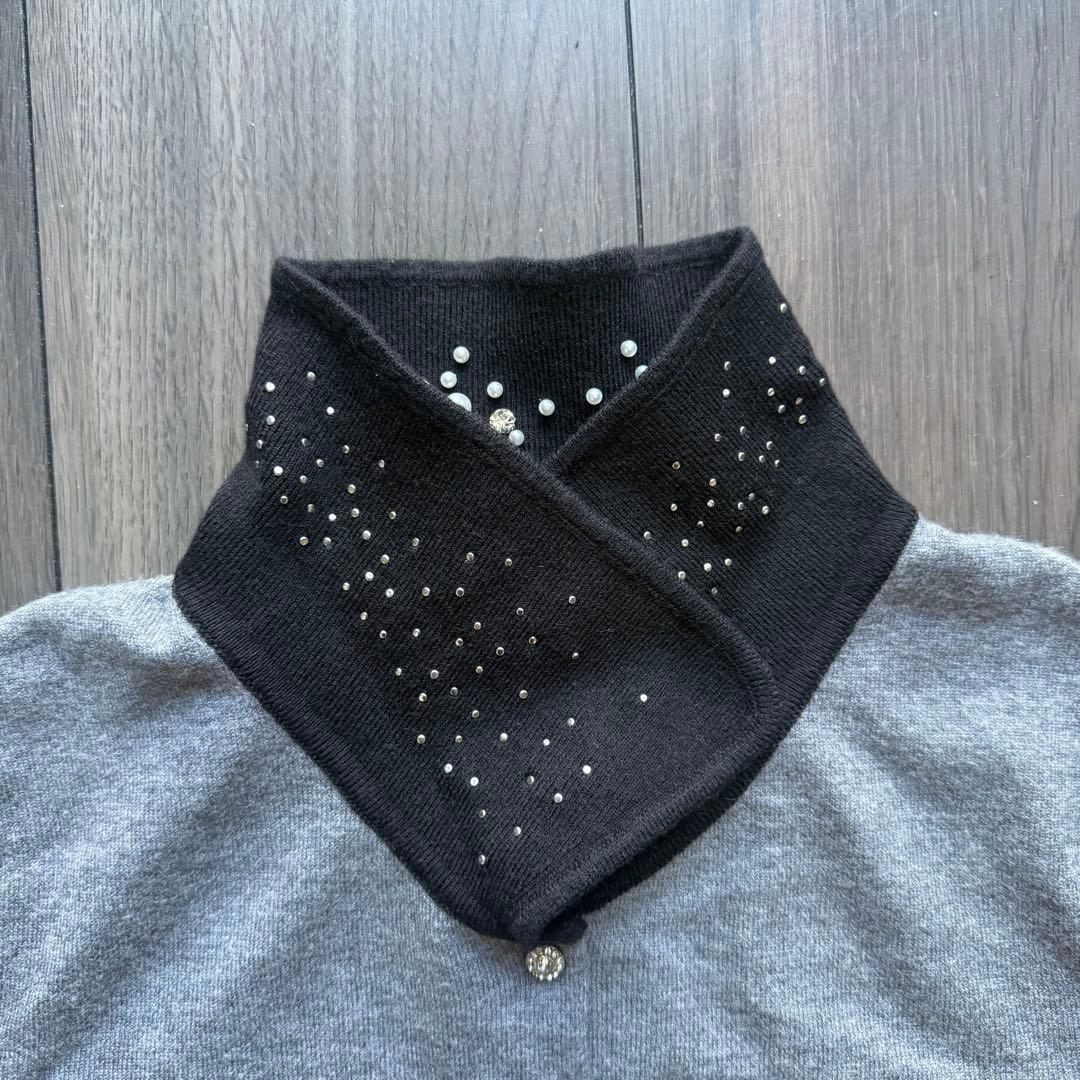 【美品】SNIDEL スナイデル ビジューカラーニットカーディガン GRY