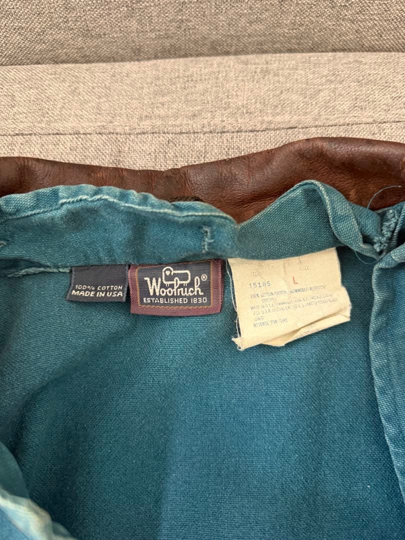 USA製 WoolRich レザー襟 ブルー ハンティング カバーオール