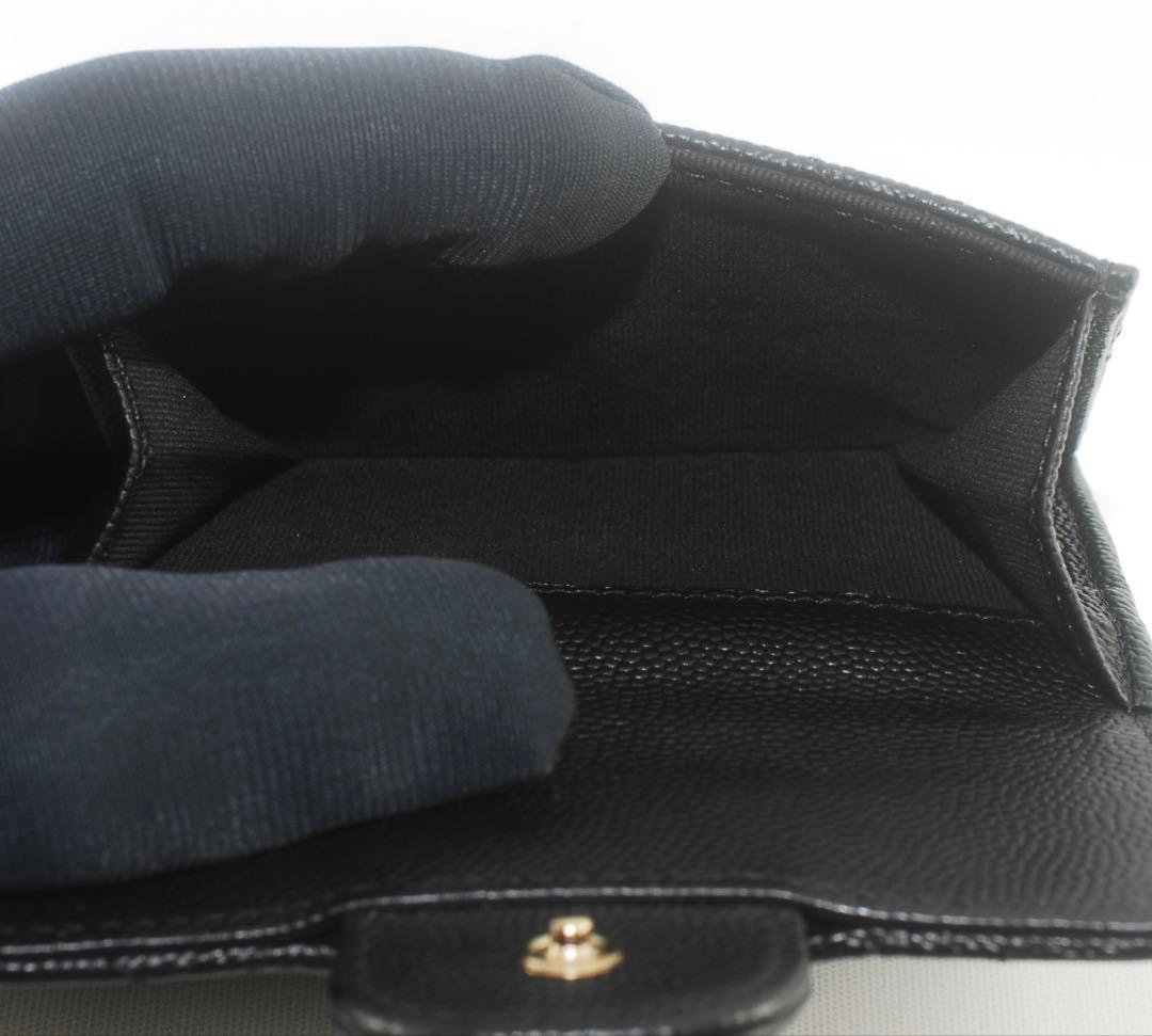 らら CHANEL＊キャビアスキン＊マトラッセ＊三つ折り財布＊ブラック