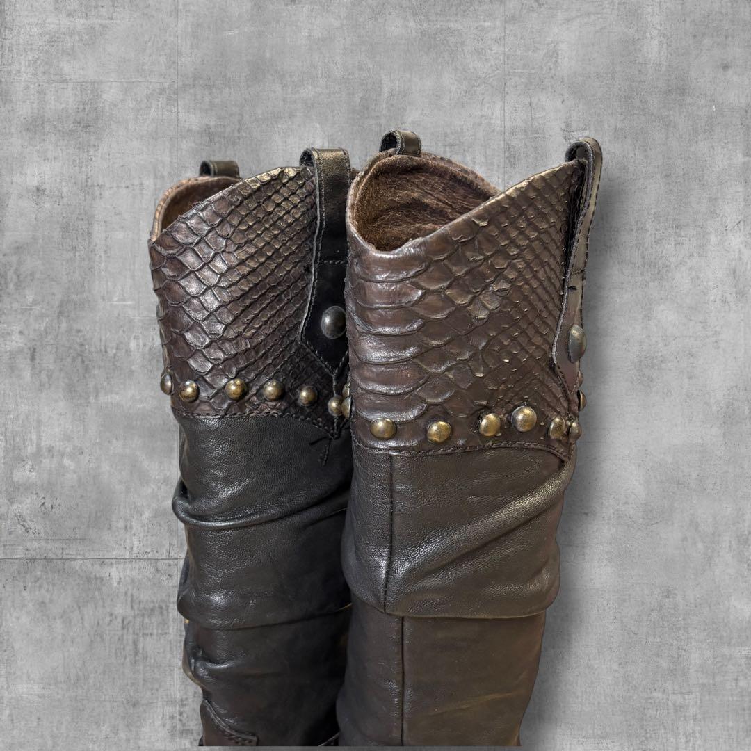 靴 00s y2k archive leather longboots NANA