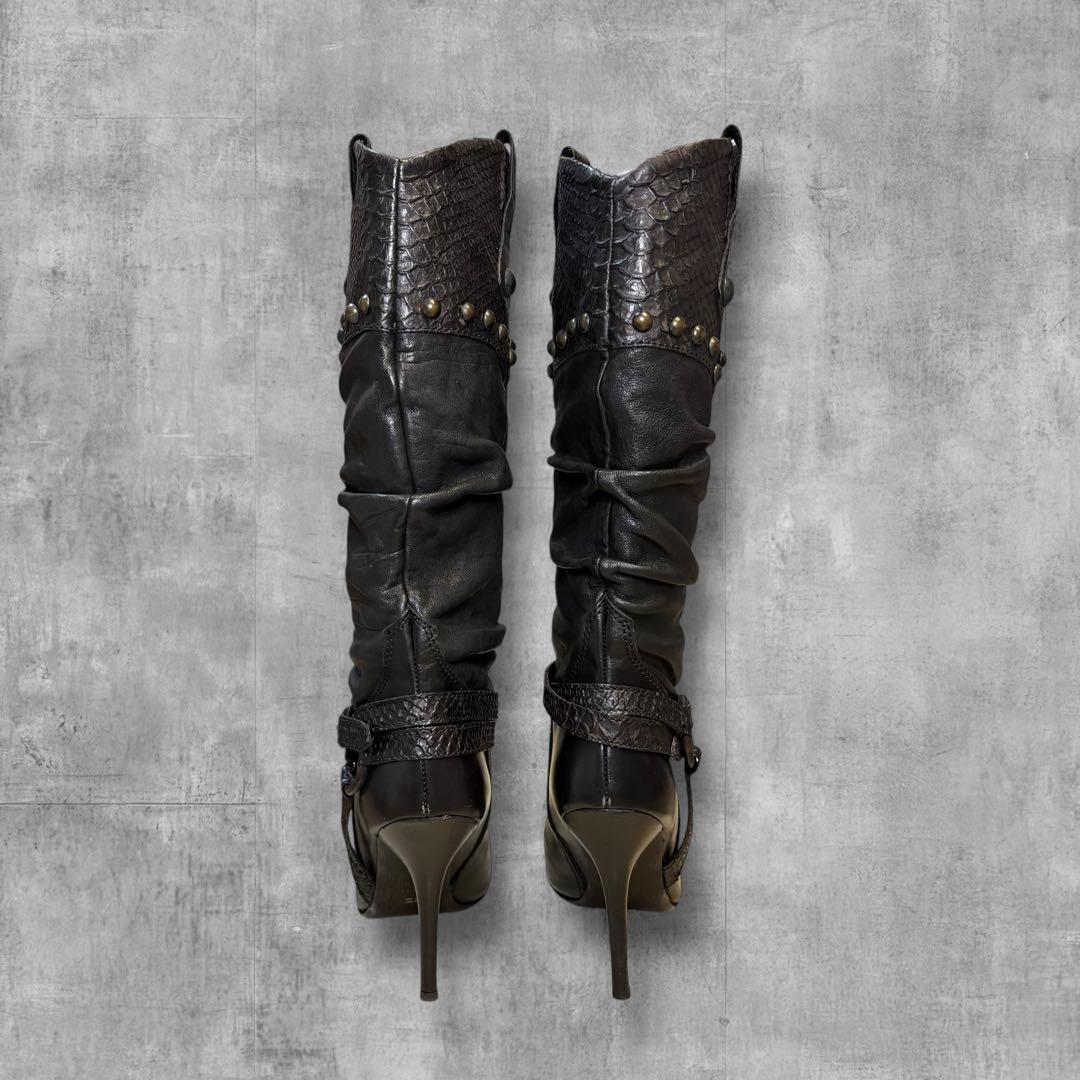 靴 00s y2k archive leather longboots NANA