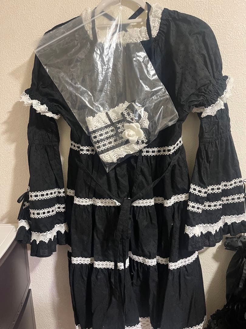 はわせドールワンピース& ヘッドドレス 黒白