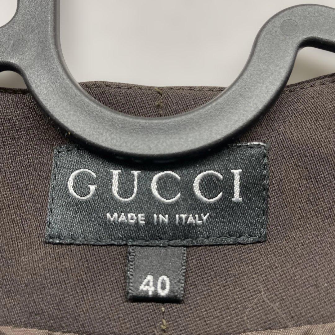 GUCCI グッチ　タイトスカート　ベルト　スカート　　ブラウン　ウール　40