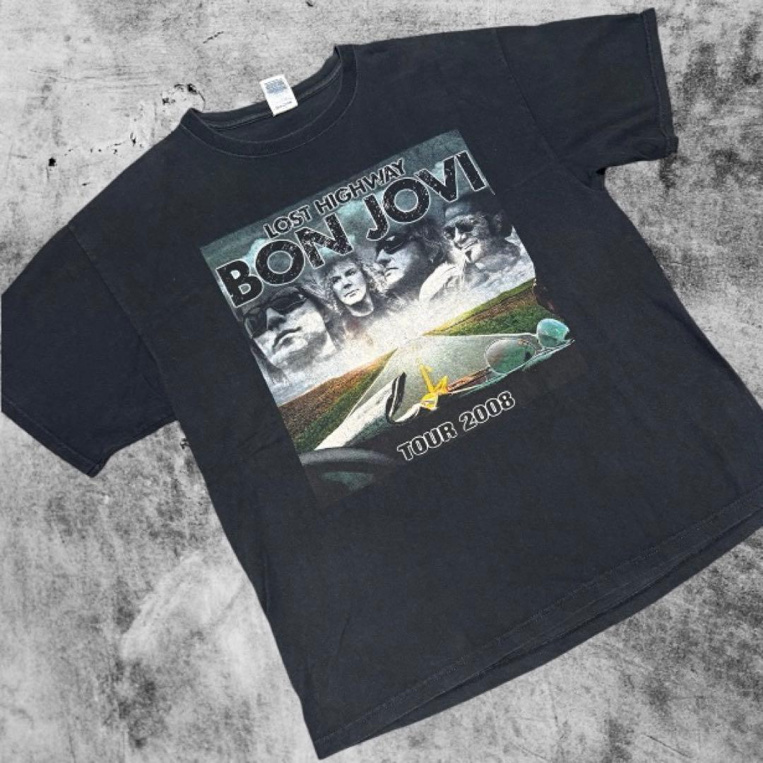 【ゆいぴー】USA製 BONJOVI 2008ツアー バンド Tシャツ