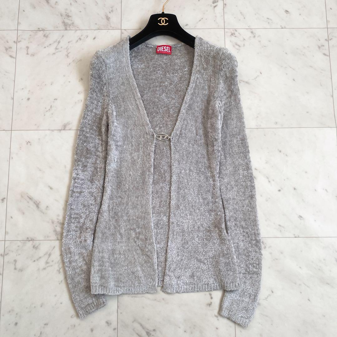 DIESEL ロゴメタルプラークフックニットカーディガン Mサイズ