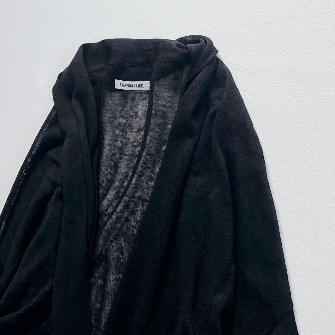 美品✨2024 エブリデイアイライク　リネン　 カーディガン　黒