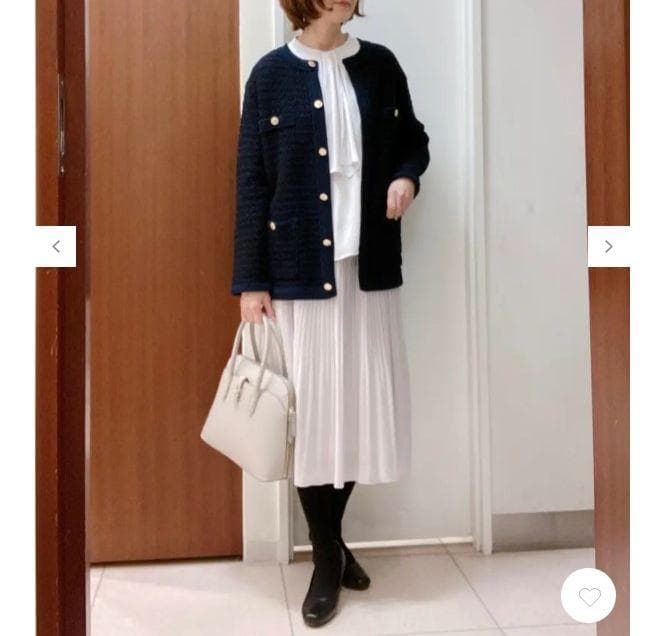 3.4万♡ジェイプレス♡春ツイードニット ミドル カーディガン♡日本製 ネイビー