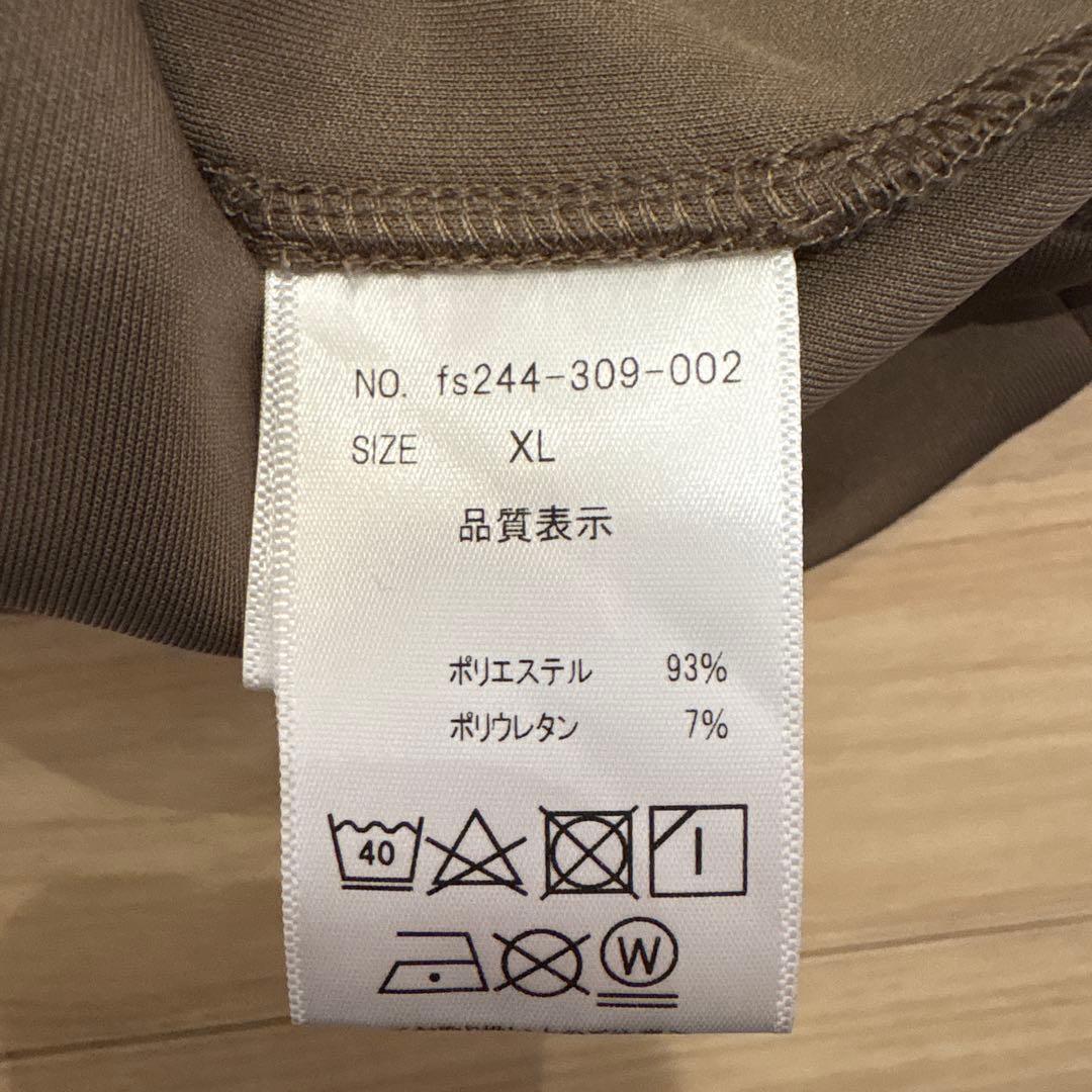 FIVE STAR ブラウン長袖モックネックストレッチダンボールニット