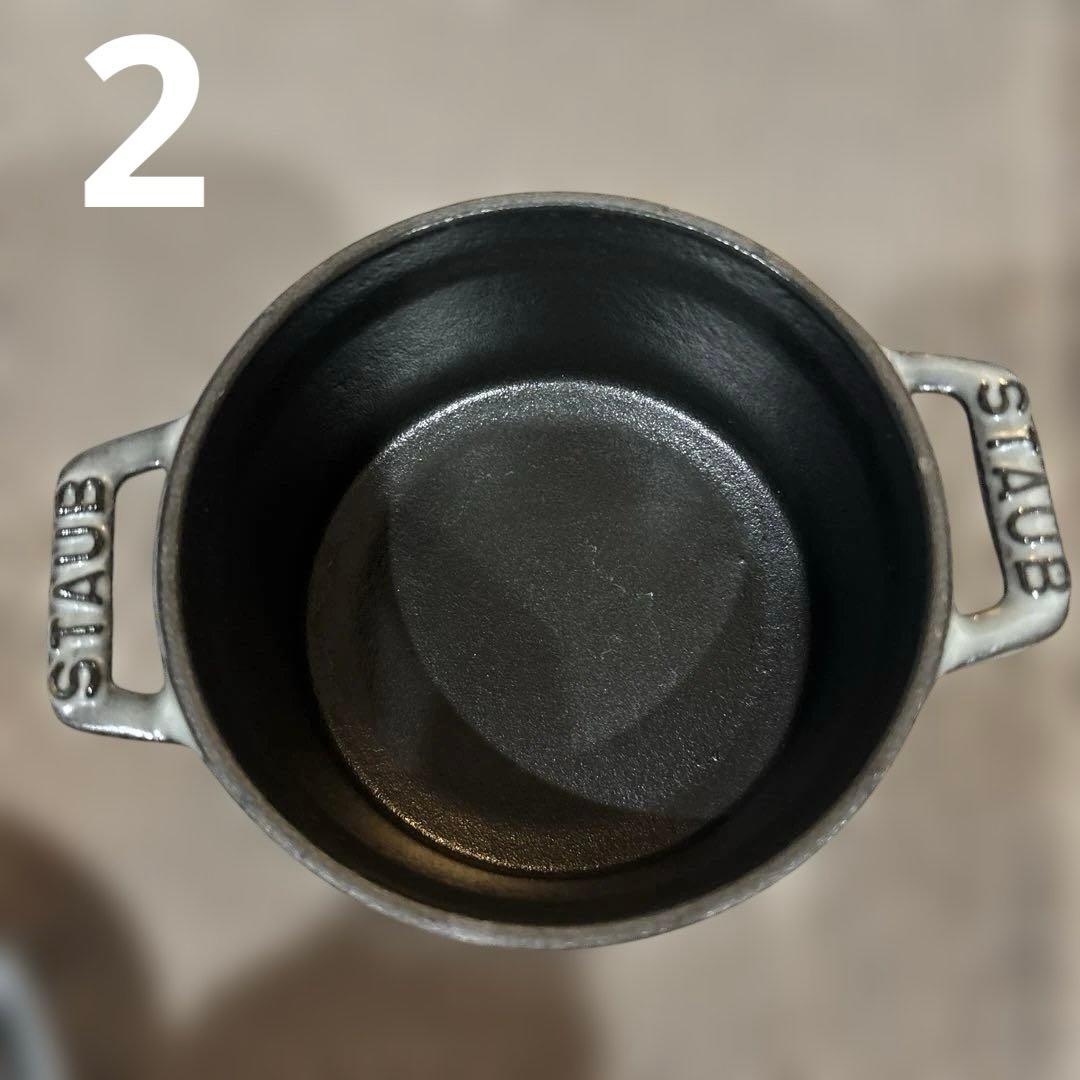 ストウブ Staub ピコ・ココット ラウンド グレー 10cm 2点セット