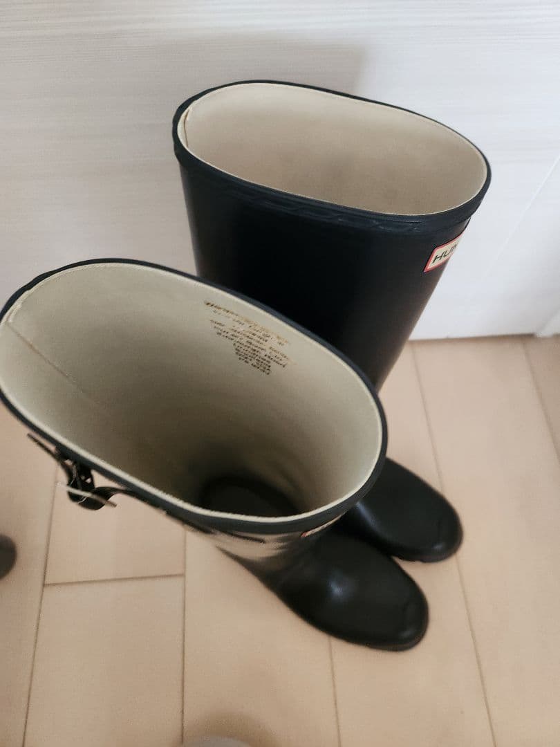 HUNTER ブラック レインブーツ バックル付き UK6 25㎝レディース長靴