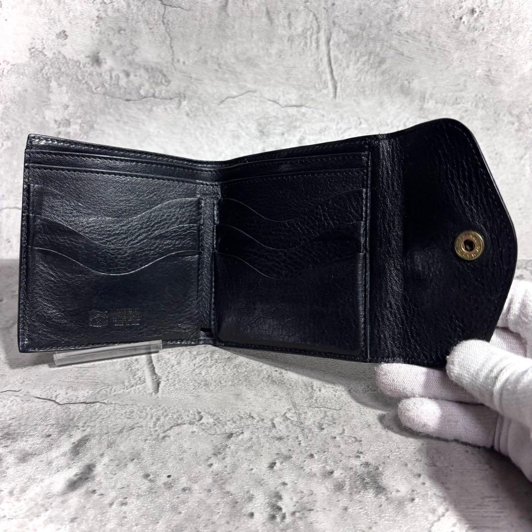 【kio！】イルビゾンテ がま口ミニ財布 ミニウォレット 黒 レザー 本革