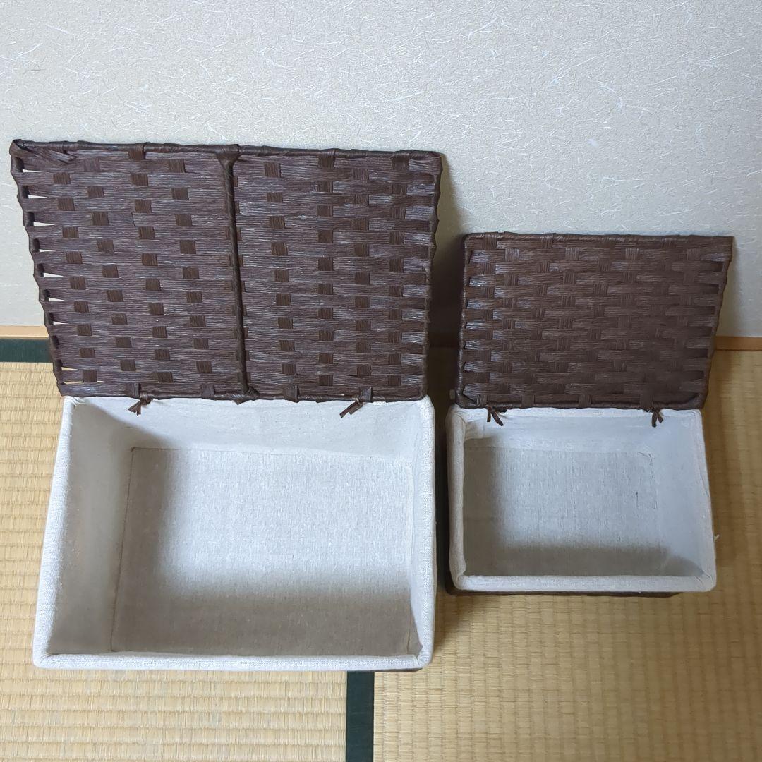 クマ✿収納バスケットセット 内布付き 蓋付き収納ボックス マガジンラック