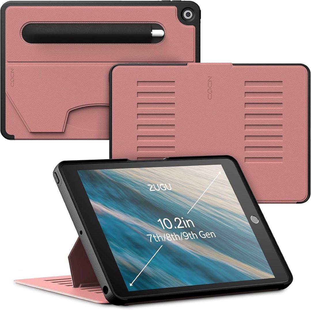 ZUGU iPadケース第9/8/7世代10.2インチ　カバー　ローズピンク