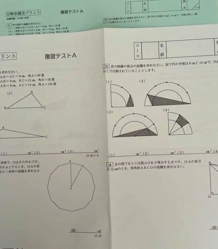 分野別補充プリント 復習テストA SAPIX