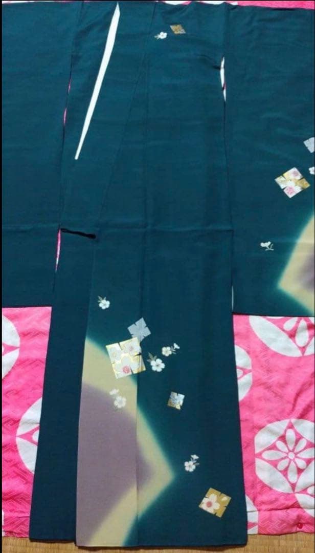 【着付け一式すべて揃ってます】高身長の方おすすめ✨正絹振袖フルセット成人式 深緑