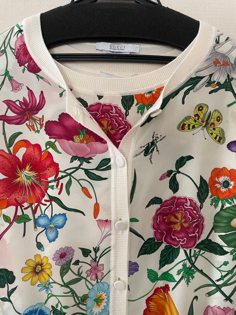GUCCI フローラ 花柄 アンサンブル シルク ニット L