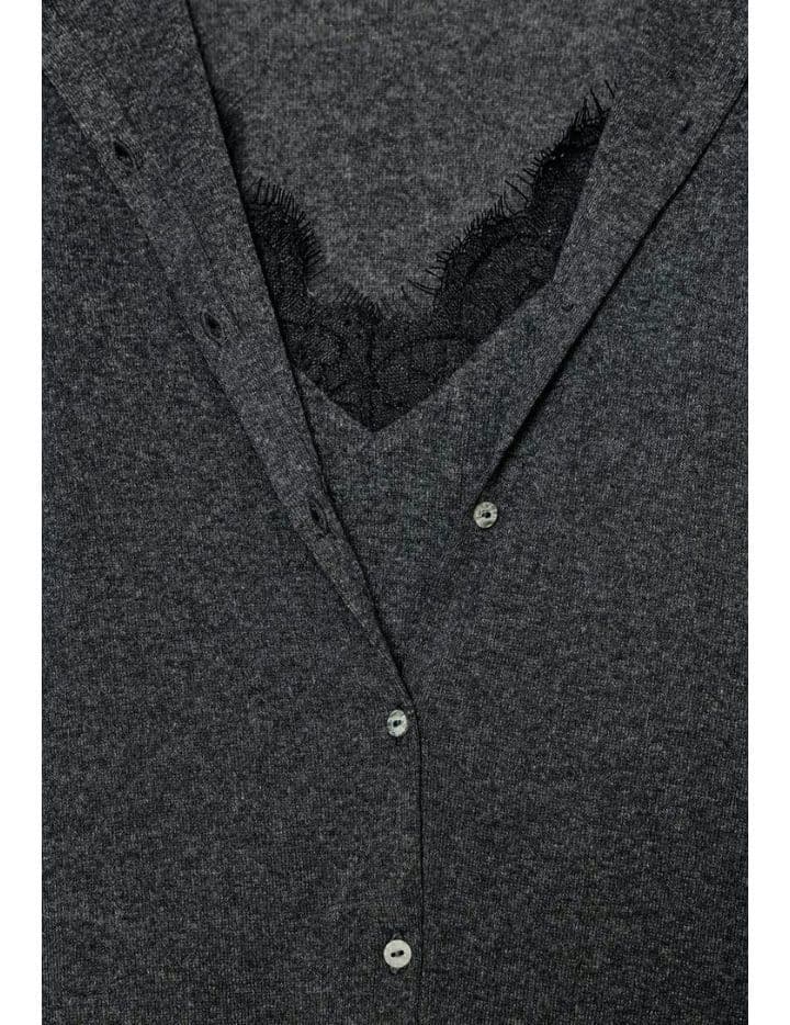 ZARA コンビネーションレーストップジャケット M カーボン 完売品