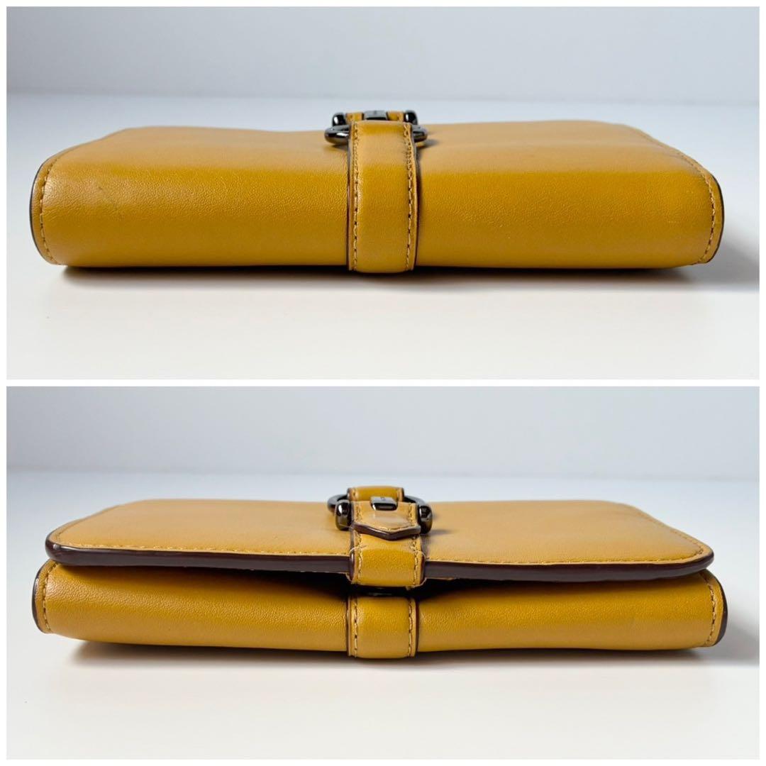 【極美品】COACH 二つ折り財布 ノマド グラブタンレザー 本革 マスタード