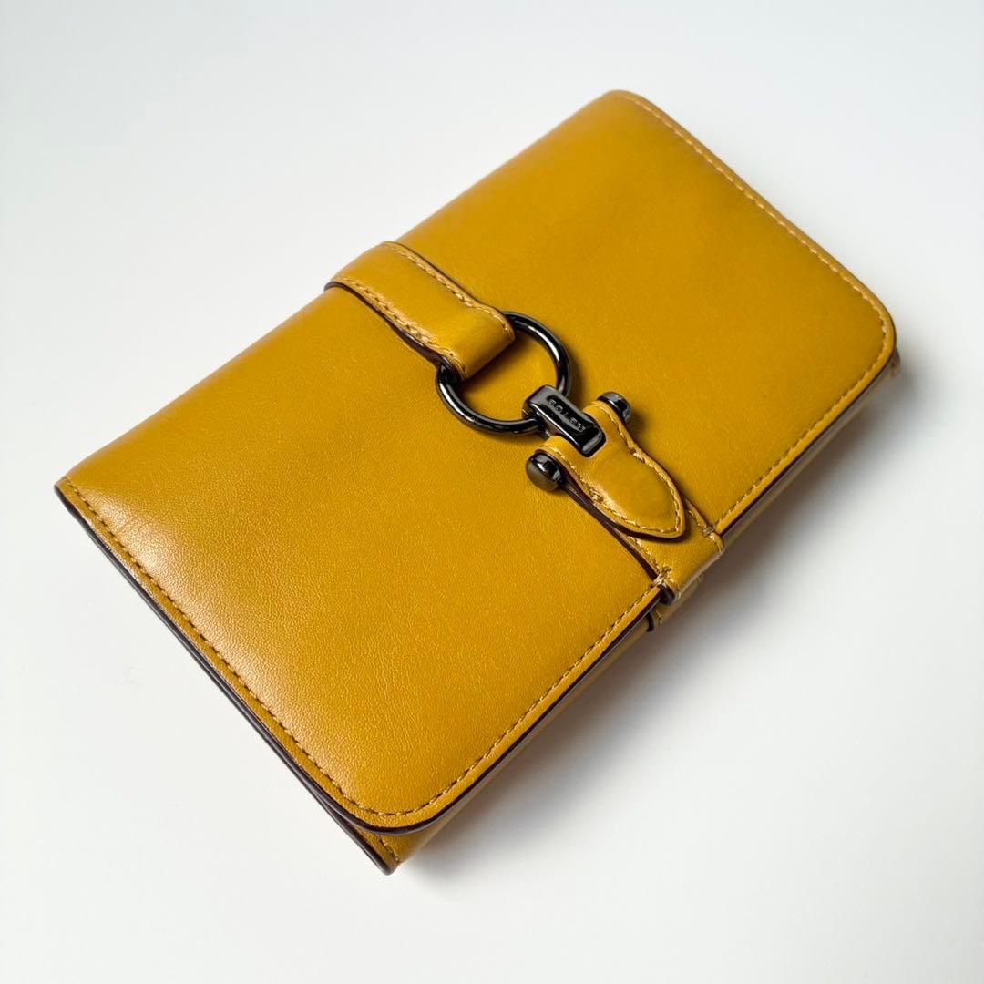【極美品】COACH 二つ折り財布 ノマド グラブタンレザー 本革 マスタード