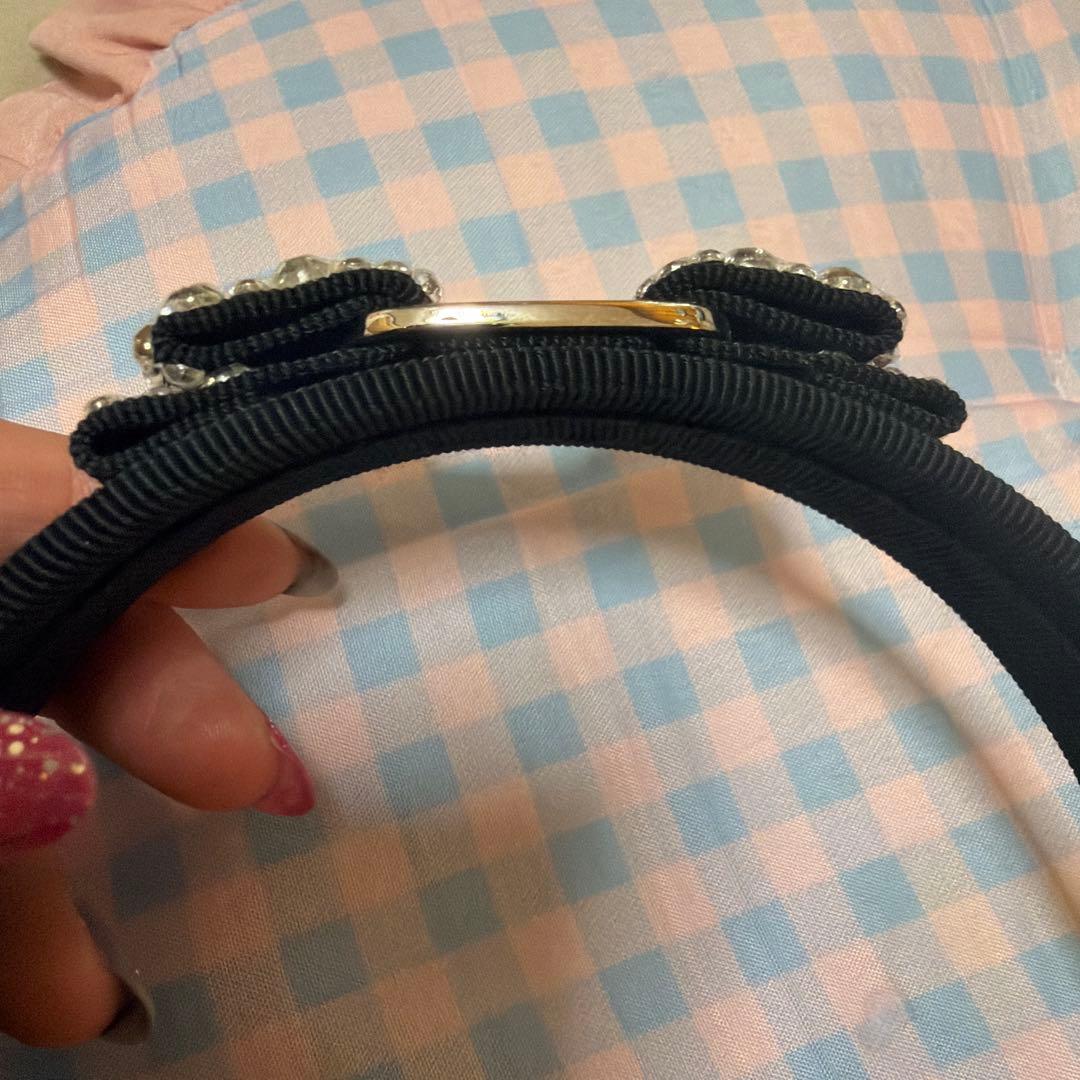 Ferragamo ラインストーン カチューシャ 美品 ブラック