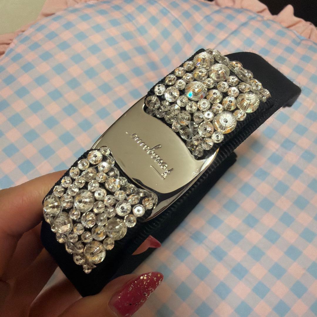 Ferragamo ラインストーン カチューシャ 美品 ブラック