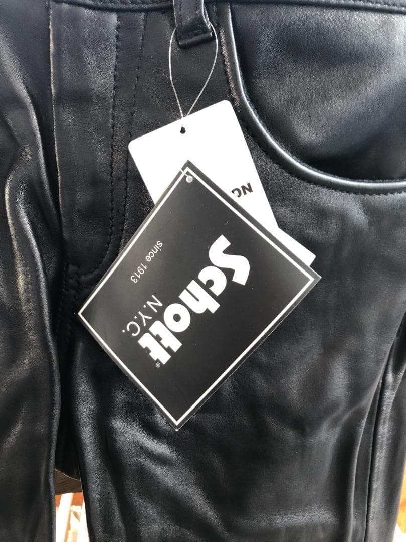 [在庫処分] 新品 デットストック Schott ブラックレザーパンツ W34