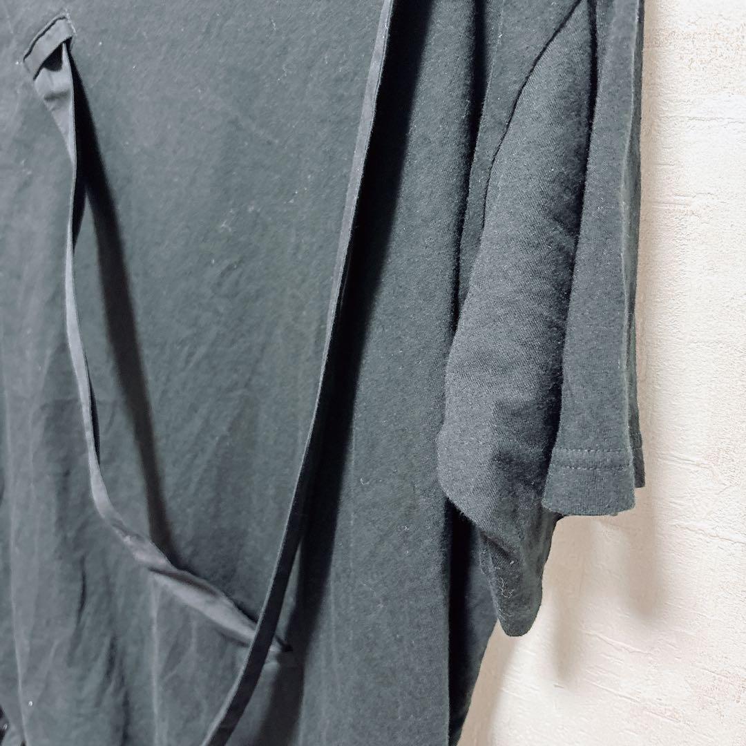 希少 Yohji Yamamoto ストラップデザインTシャツ 日本製 モード