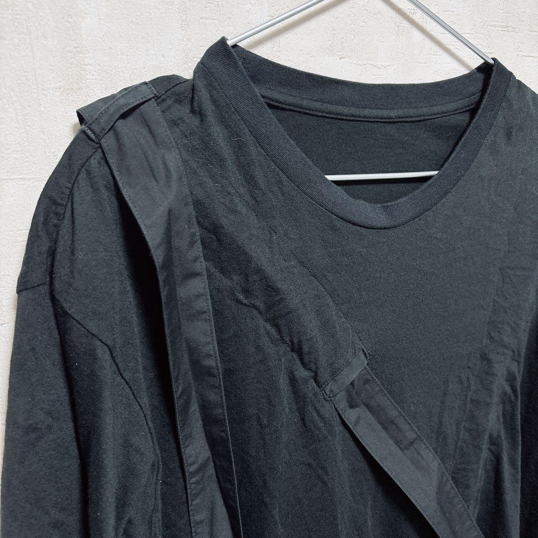 希少 Yohji Yamamoto ストラップデザインTシャツ 日本製 モード