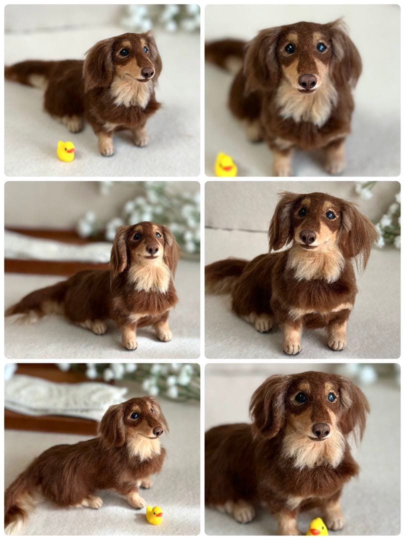 ミニチュアダックスフンド（お鼻の色変更できます）チョコタン　羊毛フェルト　犬